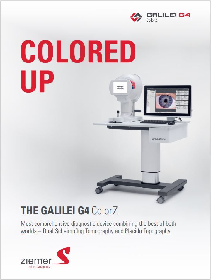 GALILEI G4 ColorZ - Comprehensive diagnostic device combining the best of both worlds – Dual Scheimpflug Tomography and Placido Topography.

