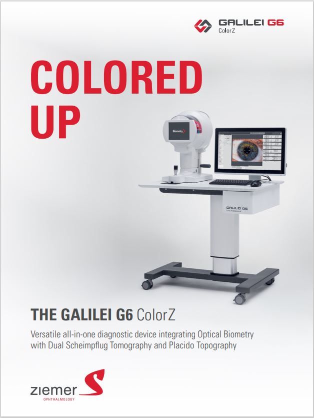 ColorZ is the new generation of our all-in-one GALILEI G6 diagnostic device. The GALILEI G6 ColorZ comes with the capabilities of the G4 and adds an optical biometer to measure lens thickness, anterior chamber depth and axial length for IOL calculation.