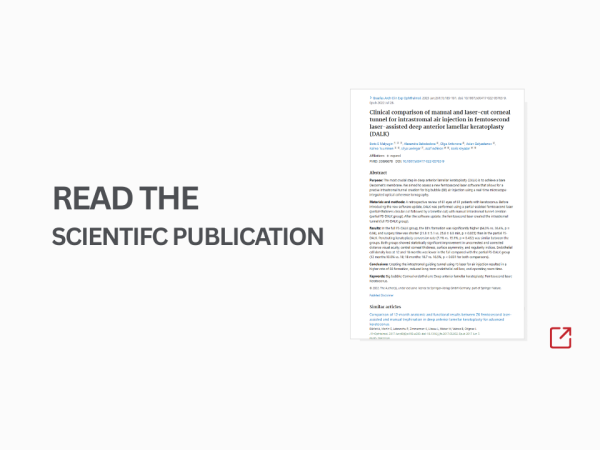 Publication | Clinical comparison of manual and laser-cut corneal tunnel for intrastromal air injection in femtosecond laser-assisted DALK